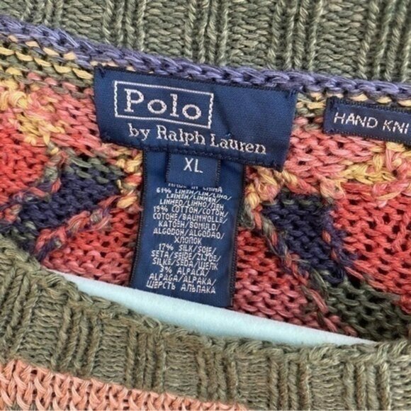 Vintage Polo by Ralph Lauren handknit western serape sweater silk linen alpaca - Picture 8 of 9